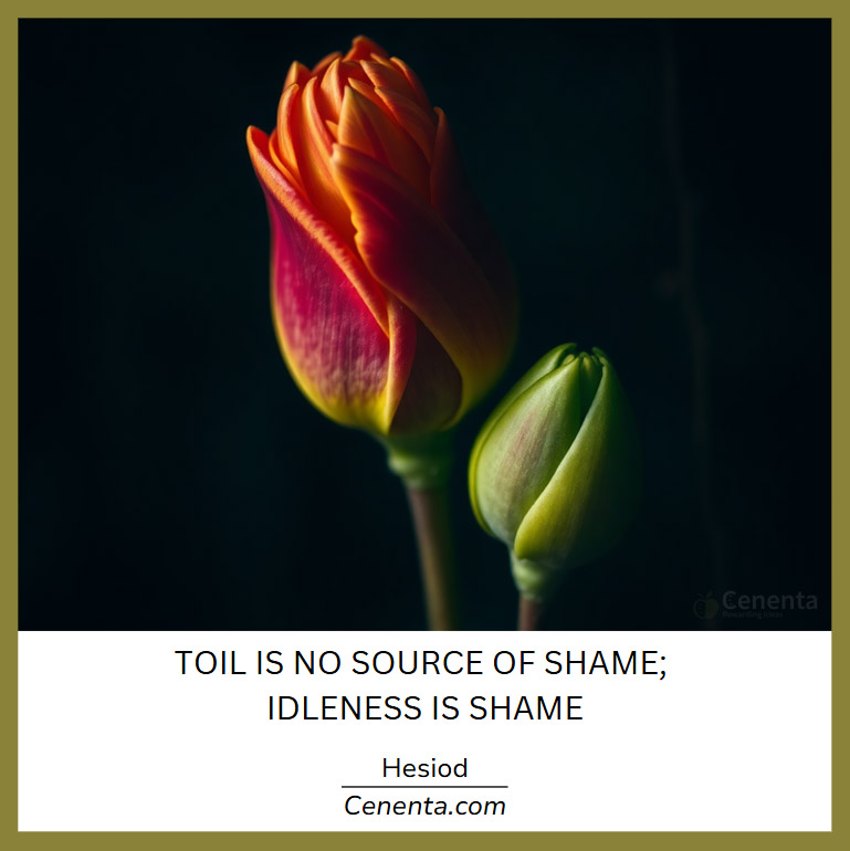 "Toil is no source of shame; idleness is shame"

Hesiod