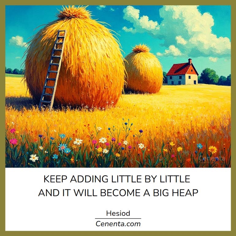 "Keep adding little by little and it will become a big heap."

Hesiod